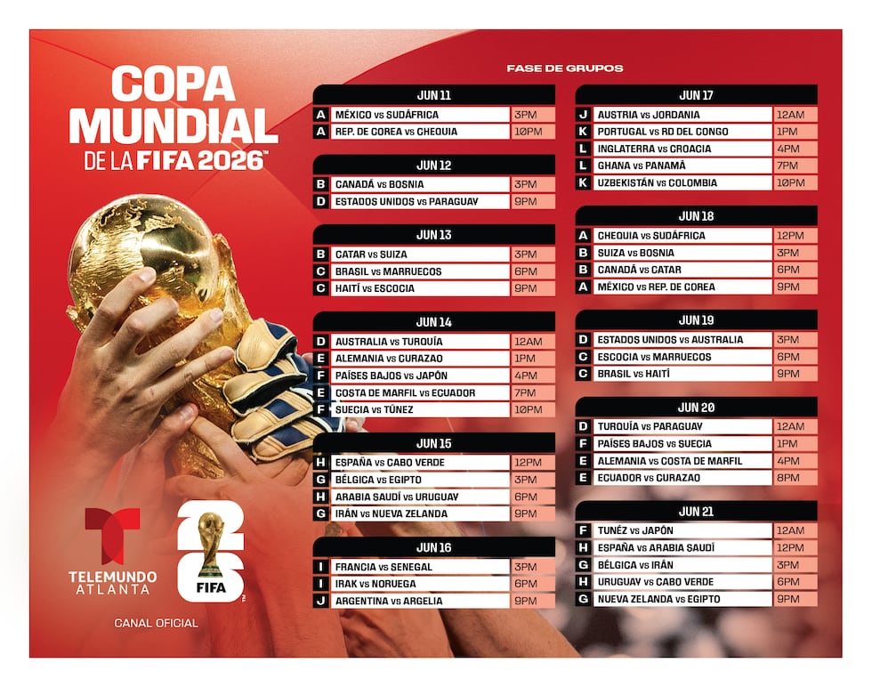 Calendario de la Copa de Mundial de la FIFA 2026