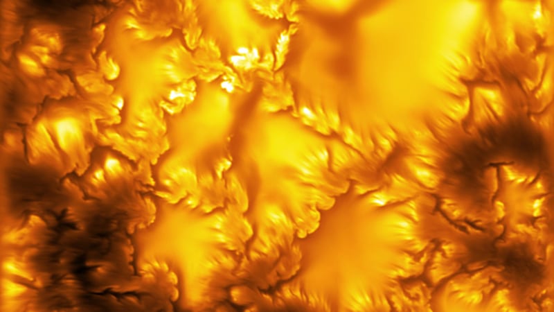 This undated image provided by the NSF National Solar Observatory on Monday, Aug. 3, 2026,...